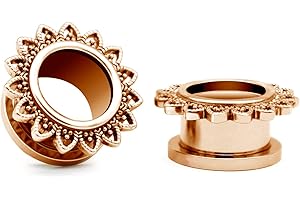 Briana Williams 1 par Dilatador de Oreja Túnel Flor de Acero Inoxidable de expansores Piercing (6mm-16mm)