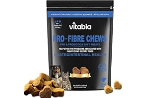 VITABIA Pro Fibre For Dogs and Cats - Natural Fibre Supplement Dog Cat Treats For Gut Health, Anal Glands - Scooter Gland Treatment For Dogs, Cats with profibre and Probiotics For Dogs - 60 Cat dog treats