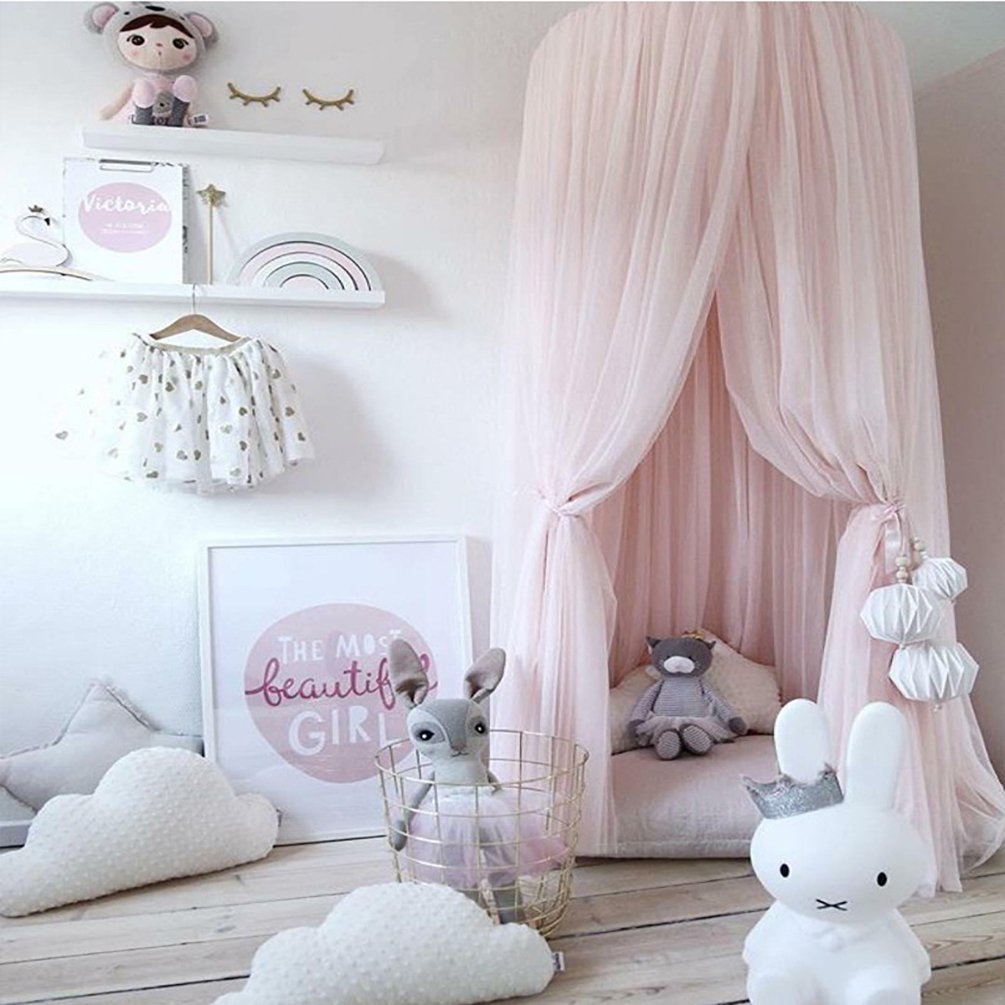 Uarter-Ciel-de-lit-Enfant-Dcoration-de-Chambre-Denfant-en-Forme-de-Dme-Fille-Garon-Maison-de-Jeux-Moustiquaire-pour-lit-Enfants-Rose