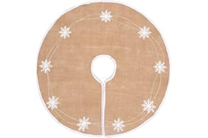 N&T NIETING Manta para árbol de Navidad, 75 cm, falda con copo de nieve blanco, arpillera, manta redonda para decoración navideña