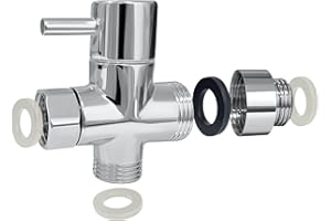 PHOEWON Válvula de Tres Vías G1/2” Valvula Desviadora 3 Vias de Latón Universal Valvula Desvio Adaptador de Ducha para cuarto de baño, Cromo