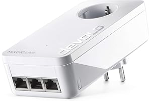 devolo Adapter LAN Powerline, Magic 2 LAN potrójny adapter rozszerzający -do 2400 Mbit/s, idealny do gier, 3 x złącze Gigabit LAN, dLAN 2.0, biały