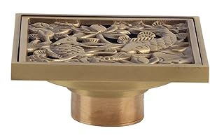 GAROSA 10 CM Floor Drain Cover Antique Brass Waste Strainer Grate for Bathroom Kitchen Laundry Garden Outdoor Use