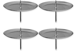 MIK FUNSHOPPING 4-częściowy zestaw świeczników na świece do wieńca adwentowego z metalu, świeczniki adwentowe, wtyczka do świec z trzpieniem (średnica talerza: 60 mm, srebrne)