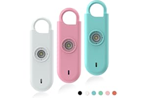 Fauxomor Alarme Personnelle Anti Agression 3 Pack-140 DB Porte-Clé Alarme avec Flash LED et Avertisseur de Batterie Faible, Kit d'Auto-Défense pour Femmes, Enfants et Seniors(Blanc+Rose+Bleu)