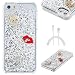 Produktbild iPhone 5/5S/SE Hülle Ladekabel ISENPENK Für 4,0-Zoll Apple iPhone 5/5S/SE Hülle Silikon Glitzer Muster Tiere [Silber Herz Schädel] Original,iPhone 5/5S/SE Hülle Silikon Transparent Durchsichtig Glänzen Bling Strass Case Anti-Scratches wasserdicht Schutzhülle