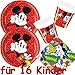 Produktbild 53-teiliges Partyset * MICKEY MOUSE - SUPER COOL * mit 16 Teller + 16 Becher + 20 Servietten + Deko // Kindergeburtstag Set Partygeschirr Kinder Geburtstag Party Mottoparty Luftballons Deko Micky Maus