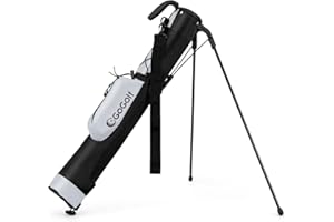 ‎COSTWAY COSTWAY Golf Pencil Bag mit Ständer, Golfbag mit 2 er Unterteilung, Golftasche leicht mit Schultergurt & Tasche, Golf Standbag tragbar für Herren, Damen