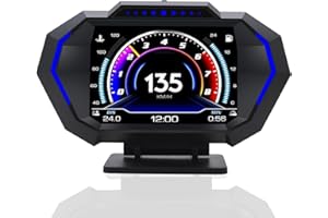KAOLALI Head up Display OBD2+GPS Auto HUD Universal Digital Tachometer mit Geschwindigkeitswarnung, Müdigkeitserinnerung, MPH KM/H für Alle Autos