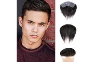 Lordhair Parrucca Uomo PU Frontale,100% Remy Human Hair per Protesi Capelli da Uomo,Toupee European Human Hair Pieces For Men