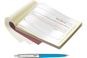 PAPELIVI Talonario de RECIBO RECIBI Duplicado Libro de RECIBOS CON Copia y Matriz 205 x 102 mm 50 hojas + Bolígrafo INOXCROM FIESTA B55 (5)