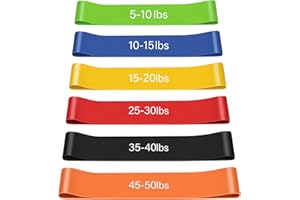 VynyQoo Elastici Fitness (Set da 6) in Lattice Naturale, 6 Livelli di Resistenza (5–50 lbs), Bande Elastiche Fitness per Femminile e Uomo, Ideali per Yoga, Palestra, Casa, Allenamento Muscolare