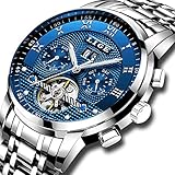 Mouvement mécanique: mouvement mécanique à remontage automatique, pas besoin de remplacer la pile. Lorsque vous utilisez la montre pendant une période prolongée, vous devez la secouer ou faire pivoter manuellement la couronne de la montre. {Faites pivoter la couronne de 20-25 tours / minute, tournez manuellement le ressort, la montre aura assez de puissance}. Si vous ne l'utilisez pas, vous pouvez également l'éteindre manuellement.
