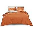 MOONLIGHT20015 Double Duvet Cover Rust Solid Soft Double Bedding Duvet Cover Set with 2 Matching Pillowcases