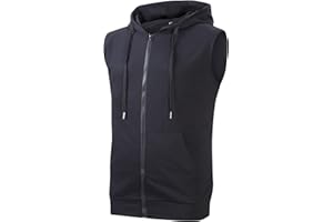 Cabeen Homme Sweat à Capuche Musculation Sport Veste sans Manche Zip Hood Fitness Shirt