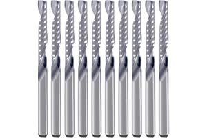 HOZLY Vástago de 3.175mm, flauta única, cortador de fresado en espiral de corte de 3.175mm de diámetro, longitud de corte de 22mm, pulgadas para plástico acrílico de PVC MDF