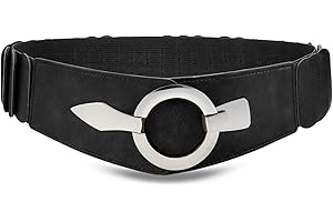 VONMELLI Ampia Cintura Elastica Donna Moda Cintura Donna per Fianchi Cintura Donna Elastica Vintage con Chiusura ad Anello in Argento