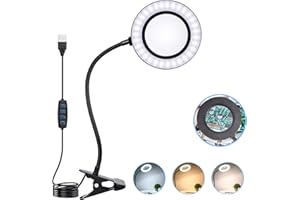 NZQXJXZ 6X Lupenlampe mit Metallklemme - Extra große 4,1-Zoll-Linse Leuchten 3 Farbmodi, am besten für Leiterplatten, Reparaturen, Basteln, Lesen, Nähen, Kunstwerke