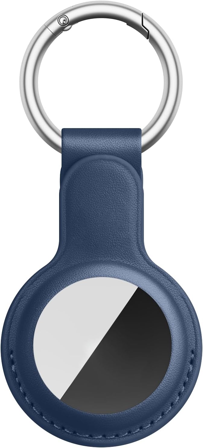 Meliya Funda para AirTag Llavero, Protectora de Cuero Anti-Perdida y Anti-Rasguños (No Incluye AirTags) (Azul)