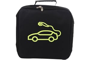 Omevett 32cm EV Charging Cable Organiser - Heavy Duty Self-Adhesive Car Hose Storage with Carry Handle Zip, Jumper Cable Tidy Reel