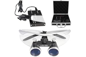 DDASAM Occhiali ingrandimento,Lente d'Ingrandimento Dentale, dental loupe,lampada dentale2,5x Occhialini Binoculari Medici Chirurgici Dentali con Faro LED per Chirurgia Odontoiatrica