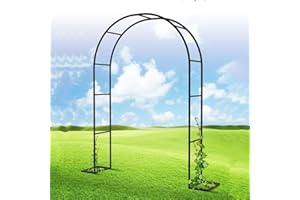 MISKYN Arche De Jardin en Fer Forgé Largeur du Passage120cm 140Cm 180Cm 240Cm 300Cm 350Cm Arceau À Rosiers Tonnelle pour Mariage Vigne Support De Plantes,Noir,W1.4M*H2.3M