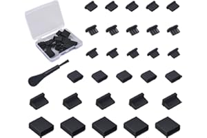 CASEBUY 30 x USB-Staubschutz-Port-Stecker, 6 Typen Silikon-USB-Kappen-Anschluss-Stopper für USB Typ-C, USB-C-Stecker, Micro-USB, HDMI-Anschluss, USB-A-Buchse und Stecker, Schutz-Kit mit Reinigungsbürste