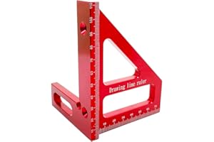 YWNYT Righello a triangolo in metallo, righello di misurazione multiangolare, per la lavorazione del legno, con incisione, strumento di misurazione per ingegnere carpentiere (rosso)