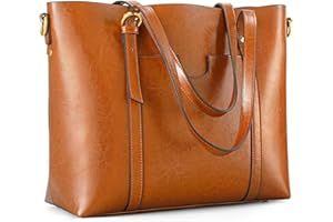 Kattee Women's Genuine Leather Tote Bag Vintage Large Capacity Work Purses and Handbags with Ajustable Straps