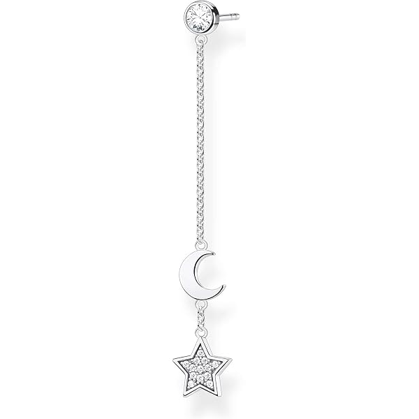 Thomas Sabo Orecchini A Lobo Stella In Argento 925 Con Zirconi - Donna, Gioiello Elegante, Regalo Per Natale E Compleanno
