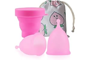 Menstrual Cup Kit, Fewlew 2PCS Reusable Menstrual Cup, Large and Small Period Cup, Medical Grade Silicone Menstrual Cup, Soft Period Cup Comes with a Storage Bag and a Collapsible Cup for Cleaning