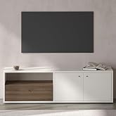 Pao Kapaklı Minimal TV Sehpası &ndash; 136 cm Beyaz/Antik Ceviz