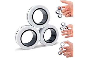 ASIOWELY Anneaux Magnétiques TDAH Jouets Fidget Toys Adultes,3 PCS Cool Fidget Aimant Ring pour Anti Stress Spinner Anneau de Doigt pour Enfants Adolescents Cadeaux pour 3-6-8 + Année Vieux Garçons