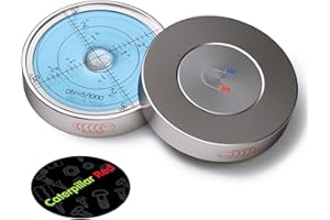 CATERPILLAR RED Magnétique, Niveau à Bulle d’Air Large Métallique, 60mm de Diamètre, Degrés, Boîtier Métallique, Niveau de Surface, Bulls Eye Bullseye Fiole à Niveau Rond, Bleu/Argent