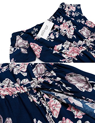 Meaneor Damen Strandkleid Sommer Blumen Drucken Jumpsuit Bodycon Kleid sexy Clubwear Overall Kurze Hose Playsuit mit Blumen - 6