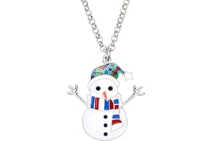 DOWAY Emaille Weihnachten Schneemann Halskette Anhänger Charm Schmuck für Frauen Mädchen Kinder Geschenk