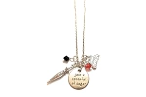giulyscreations Collana Metallo Nichel Free Mary Poppins Film Animazione Fantasy Incisioni Just A Spoonful of Sugar Basta Un Poco di Zucchero Borsa Ombrello Cartoni Animati Anime Pop Cosplay