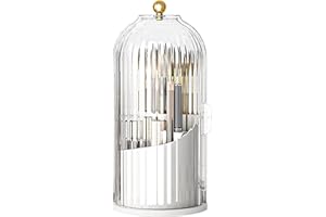 Tumotsit Porta pennelli Trucco con Coperchio,Organizer per pennelli da Trucco Antipolvere Rotante a 360 Gradi con Coperchio Trasparente - Porta Cosmetici Portaoggetti per controsoffitto da Bagno