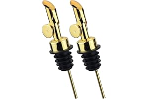 Pafusen 2 Olivenöl Ausgießer mit Klappe - Hält Ihr Öl frisch und verhindert Auslaufen und Verschwendung (Edelstahl, Gold)