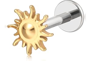 limerencia 18G Piercing Tragus, Piercing Lèvre Titane Médical avec Tiges 6mm 8mm 10mm, Piercing Hélix Hypoallergénique Oreille, Labret Stud pour Nombril Langue Sourcil Lèvre Septum Nez.