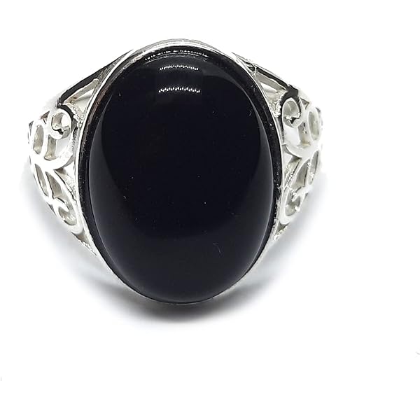 Anello Argento 925 Con Onice Nero – Stile Filigrana Classico Antico – Nickel Free