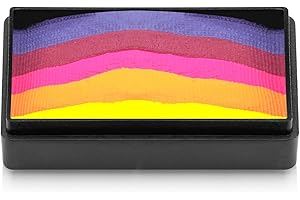 Kraze FX Dome Stroke - Royal Sunset (25 g), wasseraktiviert, professioneller UV-Glow Blacklight-reaktiver Regenbogenkuchen für Gesichts- und Körperbemalung, hypoallergener