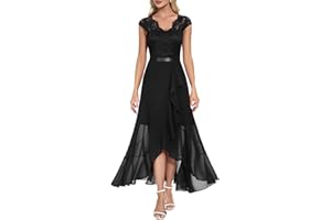 BBONLINEDRESS Bboninedress Robe de Soirée Cocktail Longue Asymétrique pour Mariage Invité Bal de Promo Anniversaire Cérémonie en Mousseline de Soie