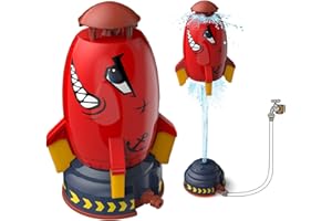 Goolsky Outdoor Water Sprinkler, Rocket Design Water Powered Liftoff & Spin, Outdoor Water Pressure Lift Sprinkler Toy, Summer Garden Water Play Toys & Birthday Gift for Teen