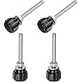 sourcing map 4 Sets Knurled Knobs Thumb Screws with Nuts Washers, Metric M4 x 40mm Male Thread 14mm Plastic Head, Zinc Plated Carbon Steel Stud Hand Knobs Clamping Thumbscrews Handles, Black