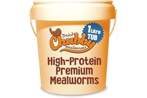 Chubby Mealworms (1 Litre), Dried Mealworms For Wild Birds, Protein Rich Dried Meal Worm High Energy for WildBirds, Reptiles, Gecko