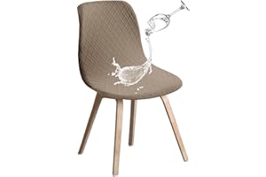 JUNZHE Shell Dining Chair Covers, Stretch Retro Chair Slipcovers Washable Removable Chair protector for Dining Room, Kitchen, Restaurant, Hotel (Khaki, Set of 4)