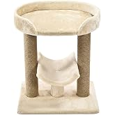 Amazon Basics Top Platform Cat Tree with Scratching Post - 18 x 14 x 22 Inches, Beige