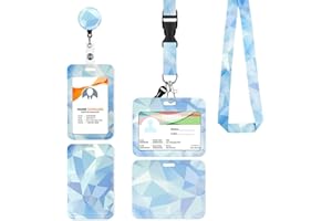 ZREBCLEY Porte Badge Tour de Cou 2 Pcs Porte-Badge avec Portant Cordon Pour Carte d'Identification Protege Carte Bancaire Carte de Bureau Porte Carte Bus(Blue)