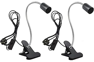 QEIDUISE 2 Pack E27 Flexible Gooseneck Clip Light,Clip Lamp Holder with On/Off Switch,E26/E27 Flexible Reading Lights Stand Clamp Lamp Fixture for Desk Bedside Headboard,Black